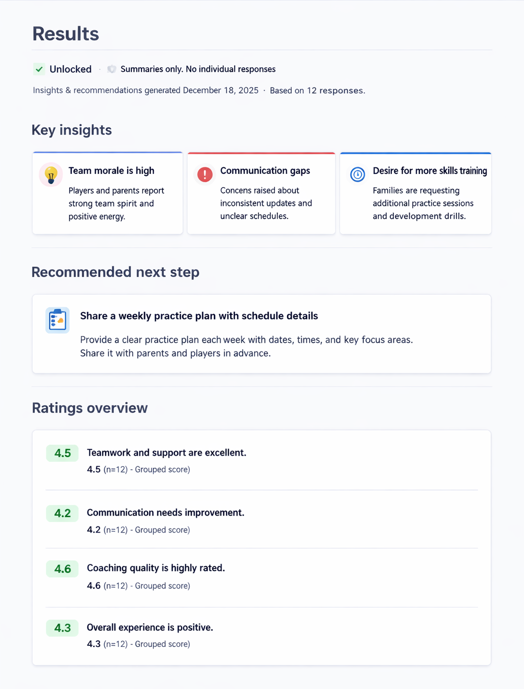 Coach summary preview